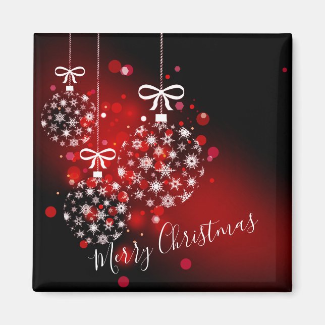 Snowflakes on a red and black background. magnet (Front)
