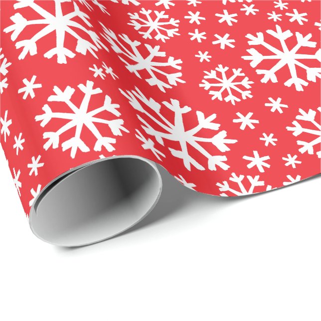 Snowflakes on ANY COLOR Christmas Gift Wrap (Roll Corner)