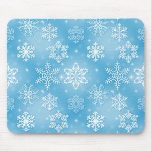 Snowflakes On Aqua Mouse Mat