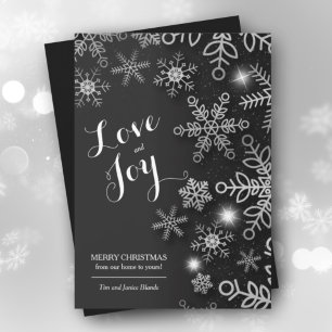 Snowflakes on Black Christmas Non-Photo Holiday Card