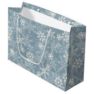 Snowflakes on Blue Background Large Gift Bag