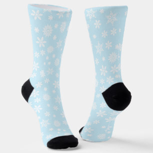 Snowflakes on Blue Christmas Socks
