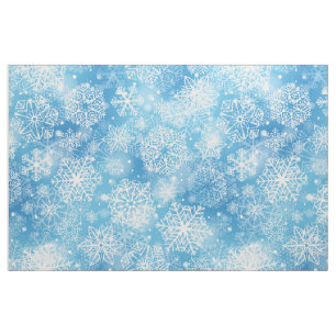 Snowflakes on blue fabric