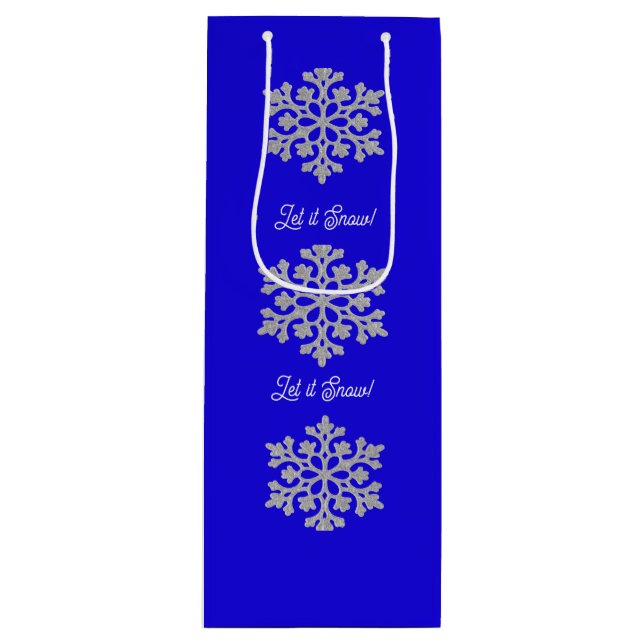 Snowflakes on Blue Gift Bag (Front)