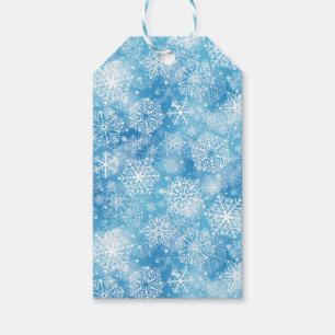 Snowflakes on blue gift tags