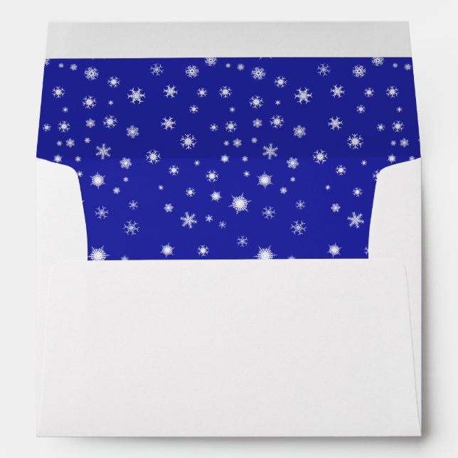 Snowflakes on Blue Inside Customizable Christmas Envelope (Back (Bottom))