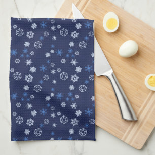 Snowflakes On Blue Kitchen Towels