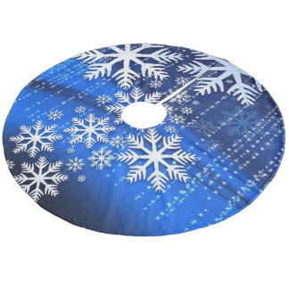 Snowflakes on Blue Royal Fleece Tree Skirt