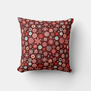 Snowflakes on Burgundy Cushion