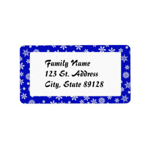 Snowflakes on Dark Blue Background Label