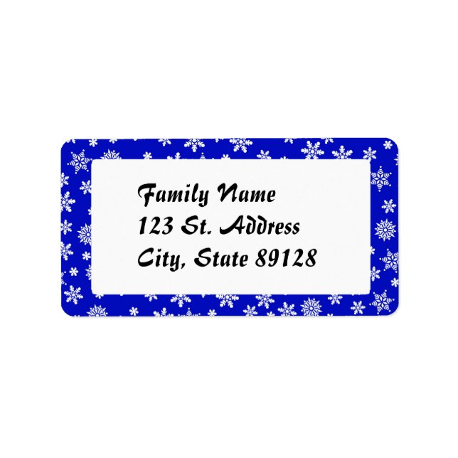 Snowflakes on Dark Blue Background Label (Front)