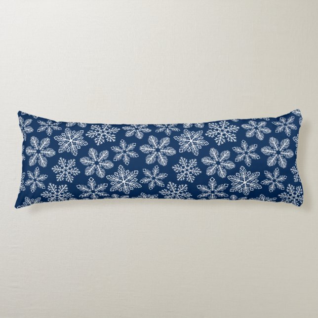 Snowflakes on dark blue body cushion (Front)
