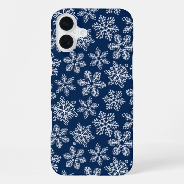 Snowflakes on dark blue iPhone case (Back)