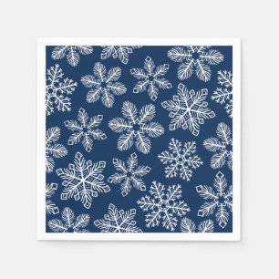 Snowflakes on dark blue napkin