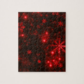 Snowflakes on Deep Red Background Jigsaw Puzzle