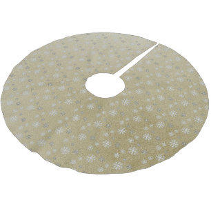 Snowflakes on Gold Christmas Tree Skirt
