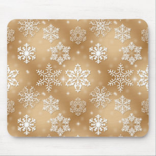 Snowflakes On Gold Mouse Mat
