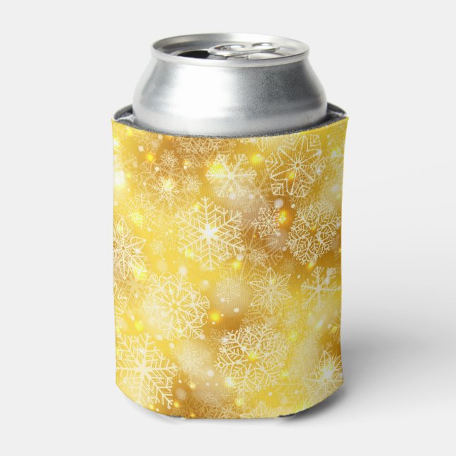 Snowflakes on golden can cooler (Can Front)