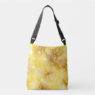 Snowflakes on golden crossbody bag