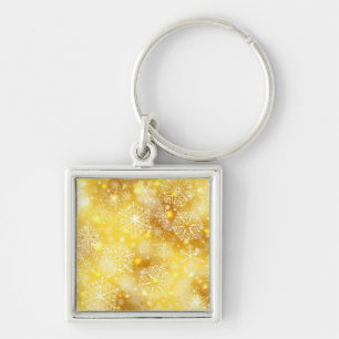 Snowflakes on golden key ring