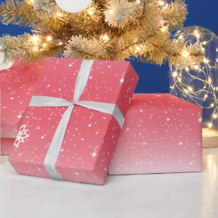 Snowflakes on Gradient Red and White Wrapping Paper