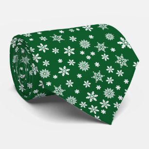 Snowflakes on Green Christmas Tie
