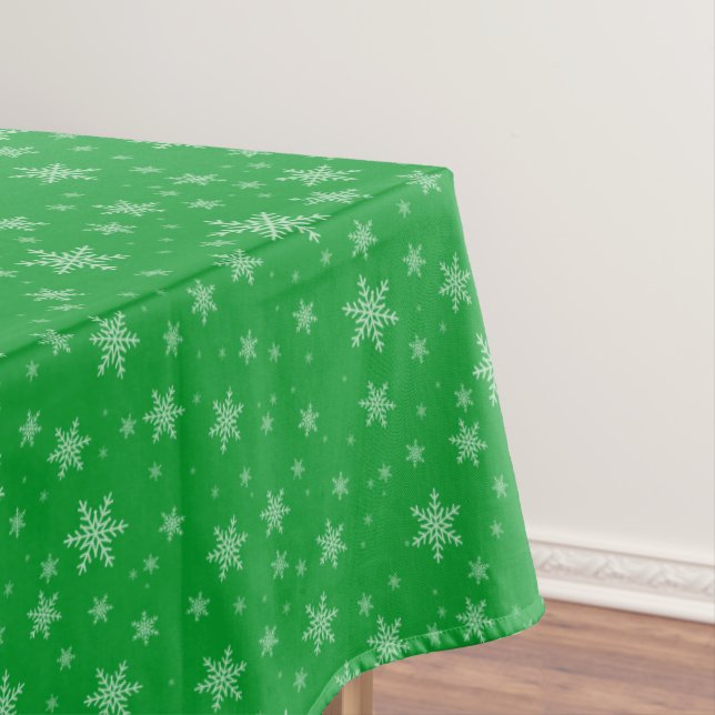 Snowflakes on Green Tablecloth (In Situ)