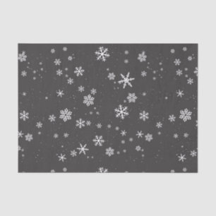 Snowflakes on Grey Winter Christmas Holiday Tissue Paper