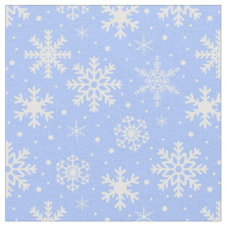 Snowflakes on Ice Blue Fabric