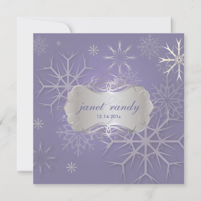 Snowflakes on lilac, Winter  Wedding Invitations (Front)