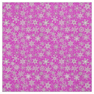 snowflakes on magenta pink snowstorm background fabric