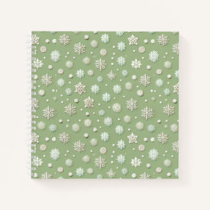 Snowflakes on Mint Notebook