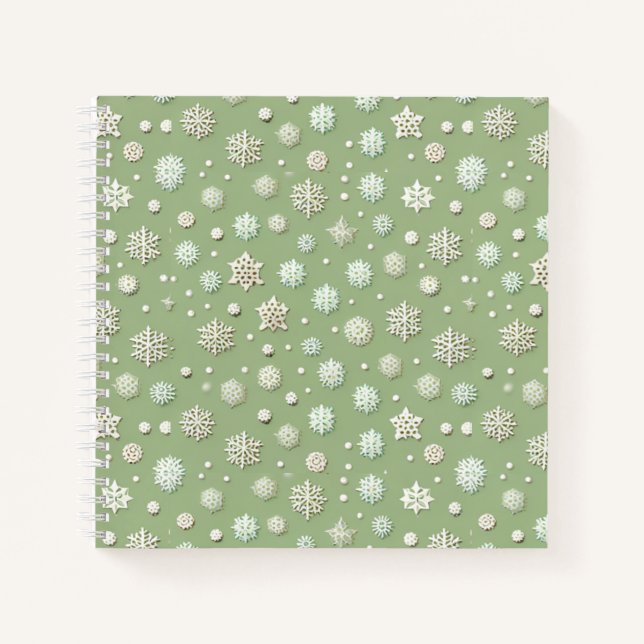 Snowflakes on Mint Notebook (Front)