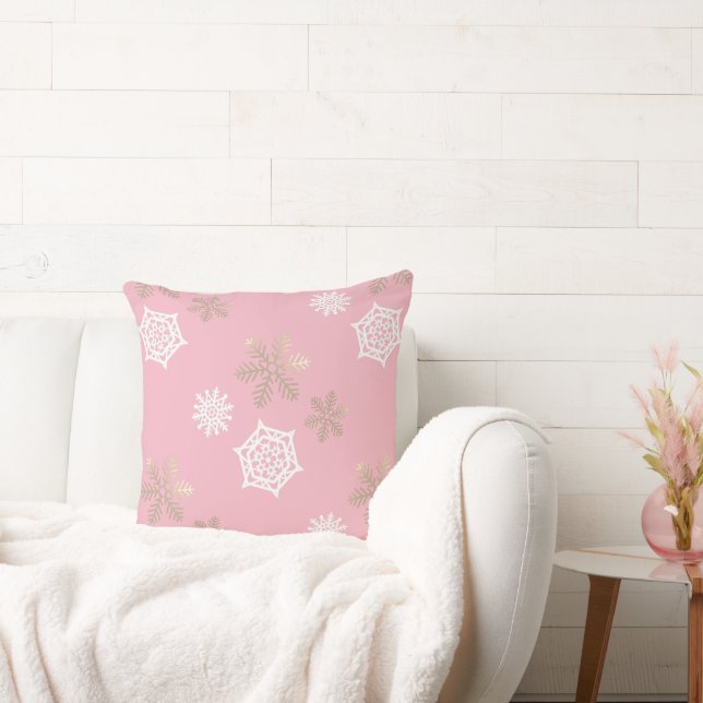 snowflakes on pale pink cushion (Couch)