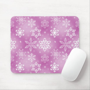 Snowflakes On Pink Mouse Mat