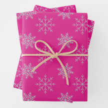 Snowflakes on Pink Wrapping Paper Sheet Set