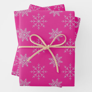 Snowflakes on Pink Wrapping Paper Sheet Set