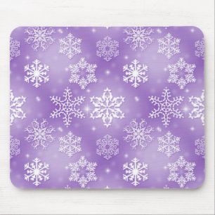 Snowflakes On Purple Mouse Mat