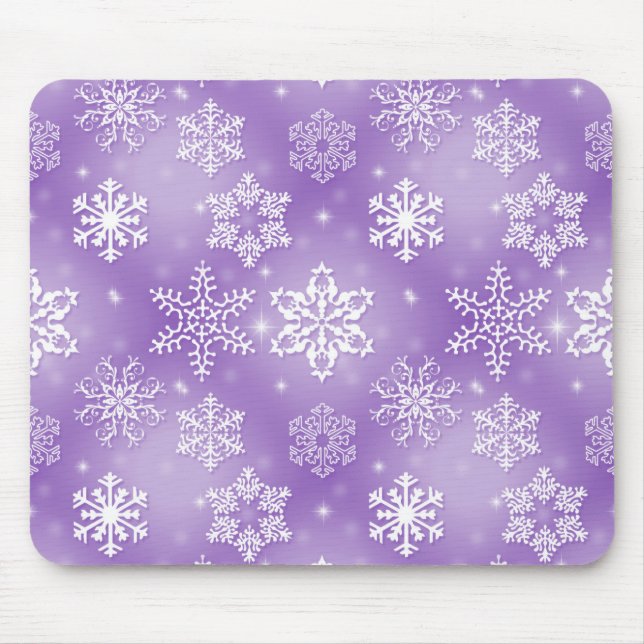 Snowflakes On Purple Mouse Mat (Front)