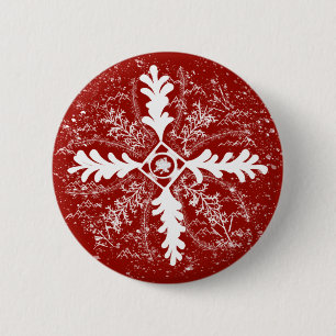 Snowflakes on Red 6 Cm Round Badge