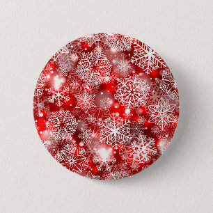 Snowflakes on red 6 cm round badge