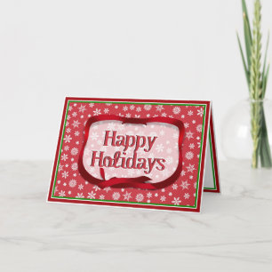 Snowflakes on Red Background Holiday Card