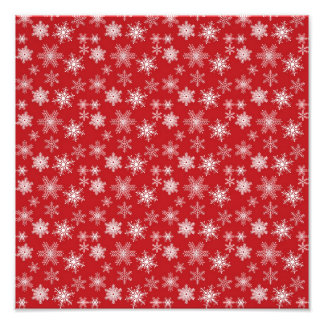 Snowflakes on Red Background Photo Print