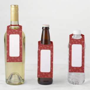 Snowflakes on Red Bottle Tag