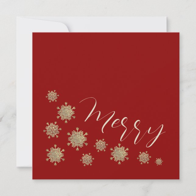 Snowflakes on Red Christmas Non-Photo Holiday Card (Front)
