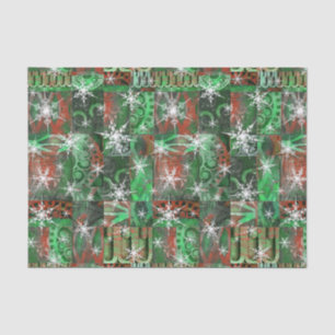 Snowflakes on Red Green Holiday Tissue Paper