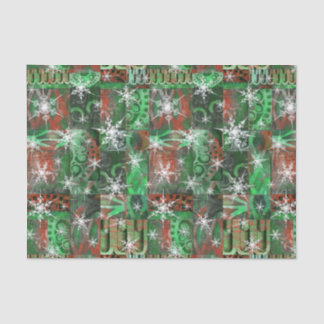 Snowflakes on Red Green Holiday Tissue Paper