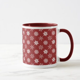 Snowflakes on Red Holiday Mug