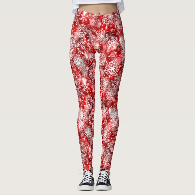 Snowflakes on red leggings (Front)