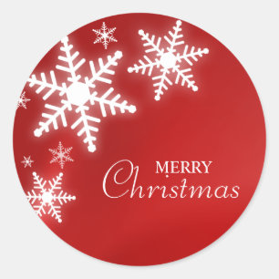 Snowflakes On Red sticker